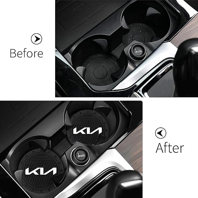 Car Cup Holder Insert Coaster for KIA K5 K7 Sportage Soul NIRO Sorento Sedona Rio Forte Optima Stinger Cadenza, Anti Slip Silicone Cup Coaster, 2.75 Inches, Black, Interior Accessories 01