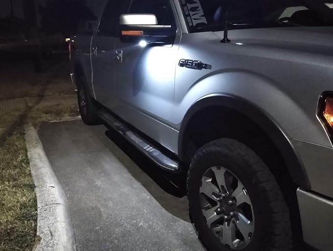 iJDMTOY White LED Under Side Mirror Puddle Lights Compatible With Ford F150 Raptor Edge Explorer Flex, Lincoln Navigator Mark LT MKX etc. (Powered by 18 pcs White SMD LED Lights)