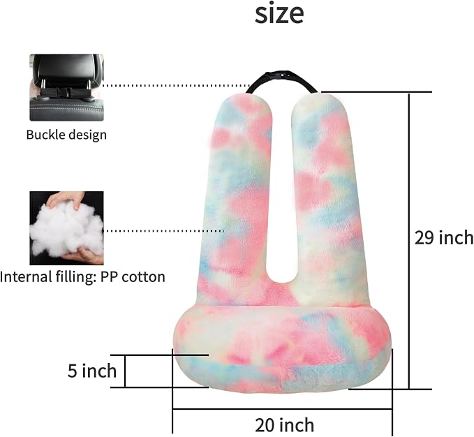FHSGGP Travel Pillow Car Travel Sleep Support Pillow | 2-in-1 Lap Pillow and Car Pillow With Neck and Body Support for Adults and Kids on Long Trips Kids Travel Pillow Pink
