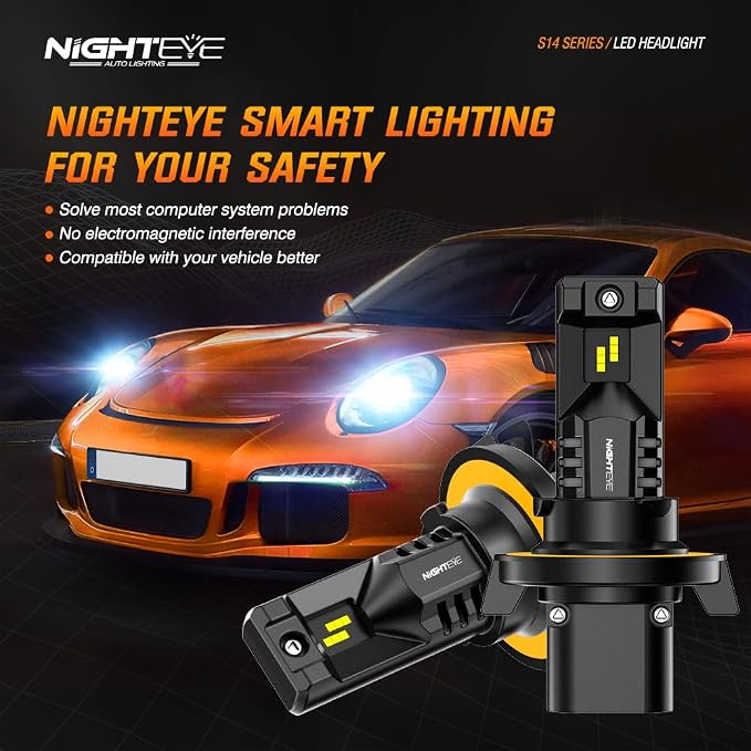 NIGHTEYE H13 Fog Light Bulbs - 700% Super Bright 60,000+ HRS Lifespan,6500K Cool White,Plug and Play, Pack of 2