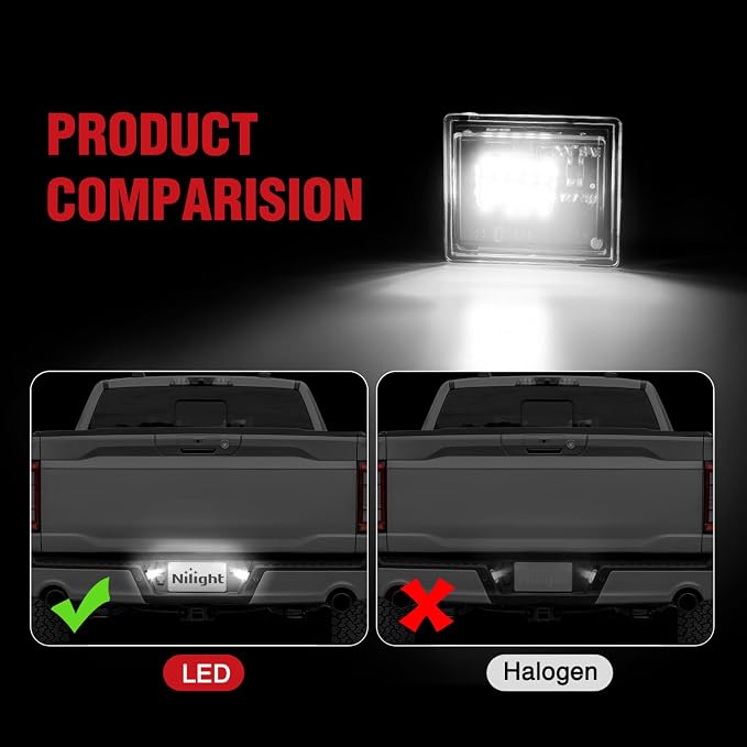 Nilight License Plate Lights Compatible with 2014 2015 2016 2017 2018 2019 2020 2021 2022 2023 Chevy Silverado 1500 GMC Sierra 1500 2015-2022 Chevy Colorado with Black housing 6000K White 2PCS Pack