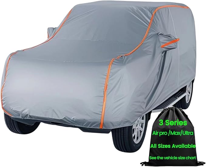 SUV Car Cover Waterproof All Weather for Automobiles, Outdoor Full Size Cover Rain Sun UV Protection with Zipper Cotton, Universal Fit for SUV Jeep 182" to 191"