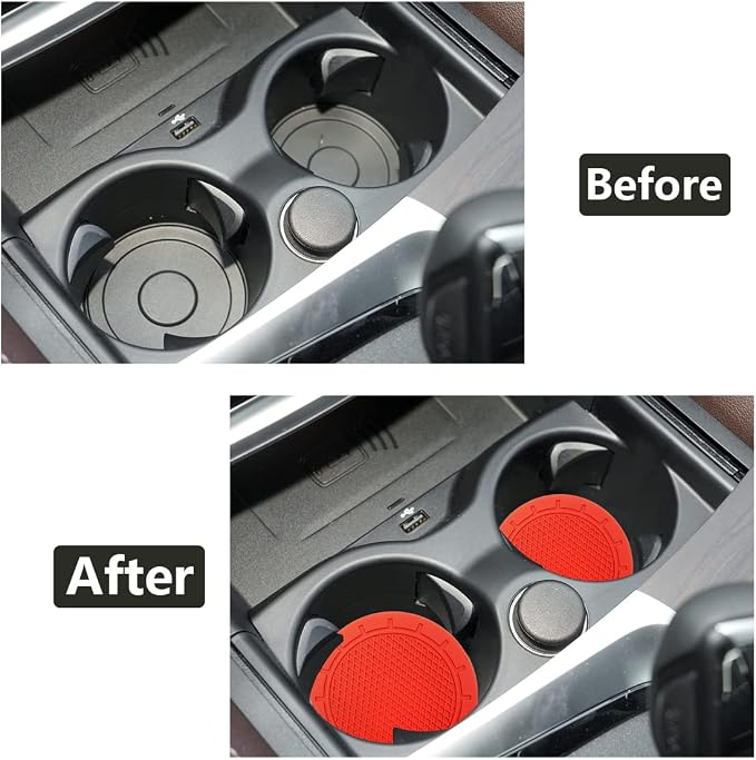 Car Cup Holder Coaster, 4 Pack 2.75 Inch Diameter PVC Non-Slip Universal Insert Coaster, Durable, Suitable for Most Car Interior, Car Accessory for Women Men Red