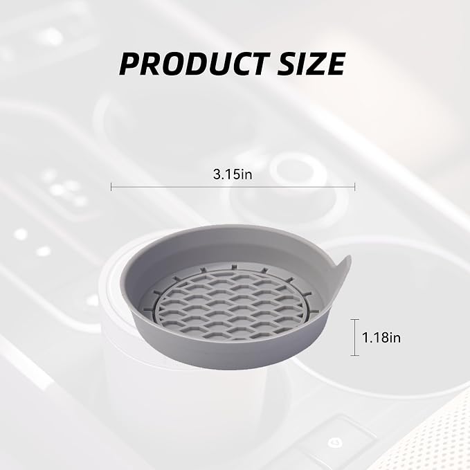 4PCS Car Cup Holder Coaster, Silicone Non-Slip Vehicle Cup Holder Insert Pads, Automotive Interior Insulation Drink Cup Mats Decor Accessories, Universal for SUV, Sedan, Truck (Gray)