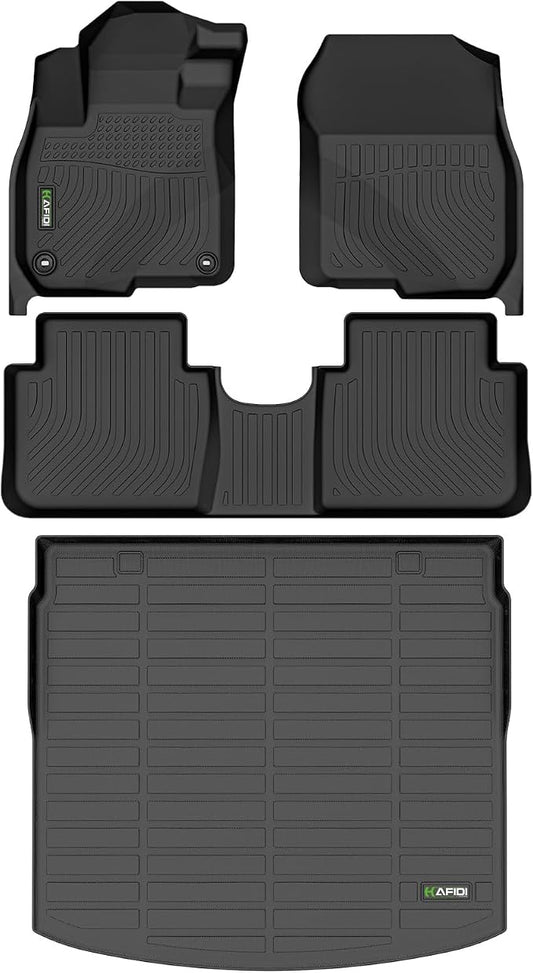 HAFIDI® Car Mats & Cargo Liner Set Fit for 2017-2022 Honda CRV Floor Mats | (Not fit EX-L & Hybrid) (Cargo Liner Only for Upper Position) All Weather Floor Liners TPE Automotive Accessories - Black