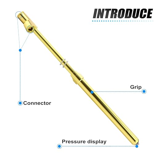 MEANLIN MEASURE 2PCS Gold Double Straight Type Tire Pressure Gauge, Dual Head Air Pressure Gauge, Pressure Range 10-150 Psi (Suitable for Trucks, etc.)