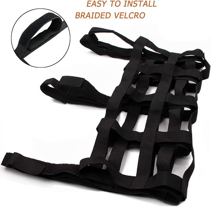 Mesh Cargo Net Roof Top Netting Hammock for Jeep Wrangler YJ TJ JK JKU JL JLU 1987-2024 & Gladiator JT Accessories, Small Cargo Nets Black
