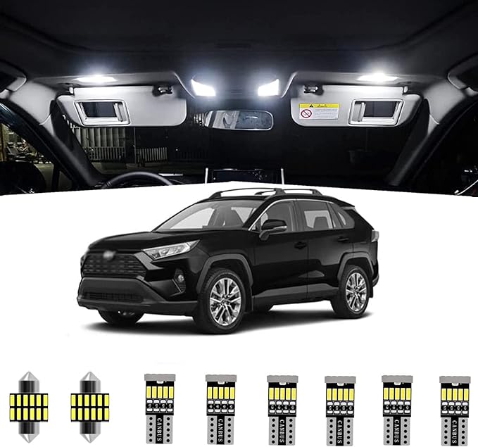 AWALITED 10pcs RAV4 Interior LED Lights Kit Super Bright LED Map Dome Light Bulbs for 2016 2017 2018 2019 2020 2021 Toyota RAV4 all models
