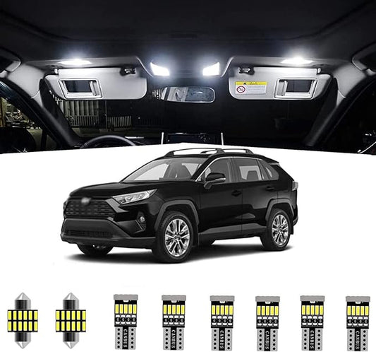 AWALITED 10pcs RAV4 Interior LED Lights Kit Super Bright LED Map Dome Light Bulbs for 2016 2017 2018 2019 2020 2021 Toyota RAV4 all models