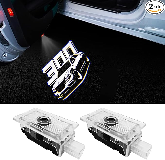 2PCS Car Door Logo Projector Lights Compatible with 300 300C 300S 2005- Present LED Ghost Shadow Light Laser Puddle Lamp Accessories (300)