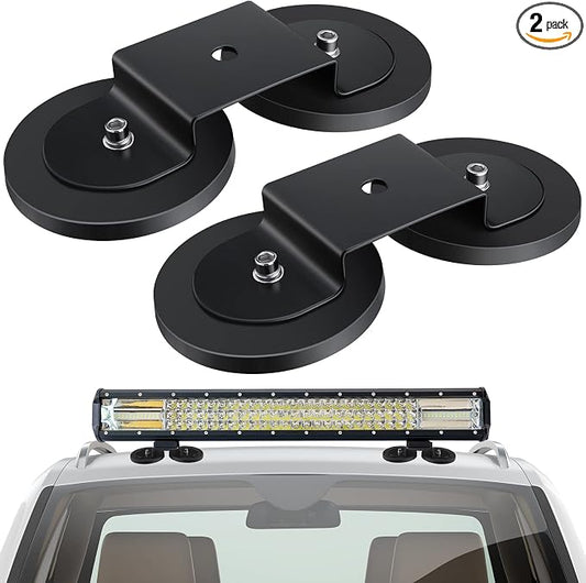 Shimeyao 2 Pcs Magnetic Base Light Bar Mounts Powerful Magnetic LED Light Bar Work Auxiliary Driving Lights on Hood Universal Magnet Mount Holder with Rubber Pad for SUV Off Road Truck Lamp Fog
