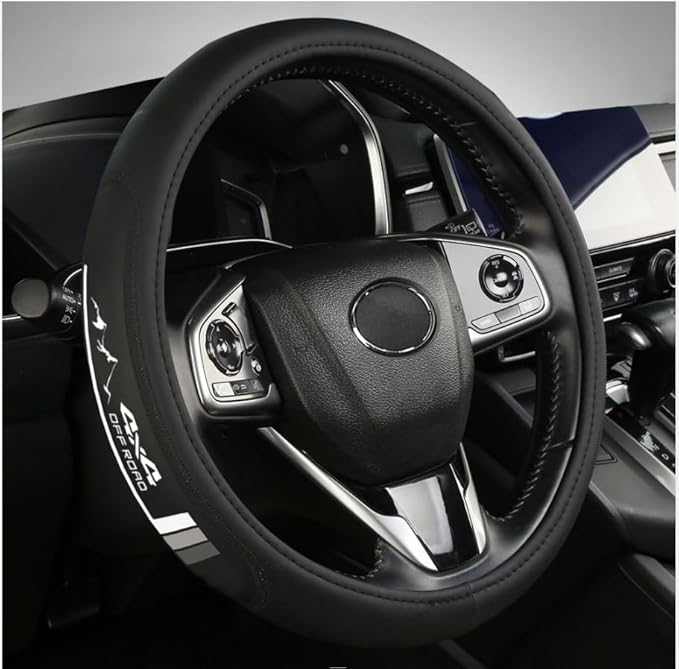 Premium Leather Steering Wheel Cover Compatible with Toyota Tundra Highlander Sequoia Tacoma 4Runner,Non-Slip, Breathable 15-16.5 inch -Gray