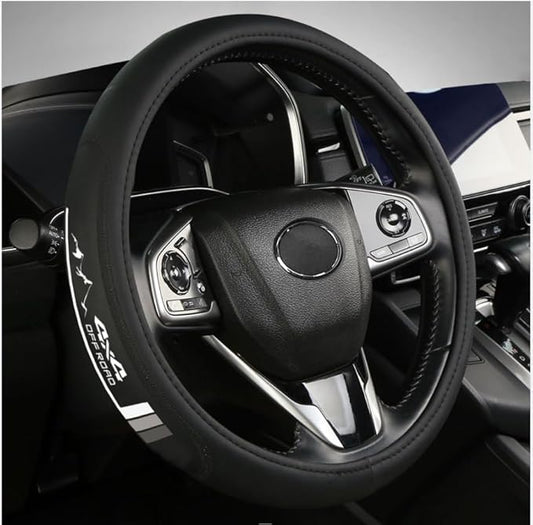 Premium Leather Steering Wheel Cover Compatible with Toyota Tundra Highlander Sequoia Tacoma 4Runner,Non-Slip, Breathable 15-16.5 inch -Gray