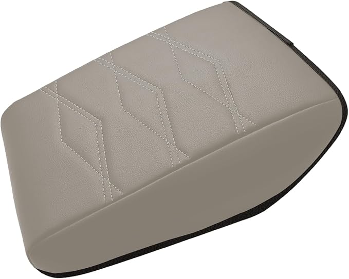 Muslogy Center Console Armrest Cover Fit for Volkswagen Atlas & Cross Sport 2024-2026 Accessories, Comfort Armrest Pad Console Lid Cushion Vegan Leather Regular Thick (V1_Light Gray)