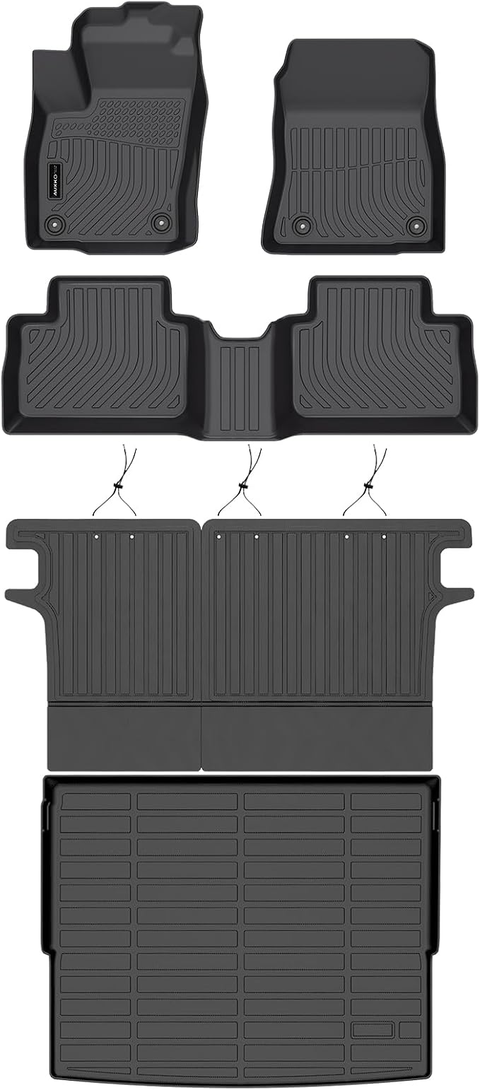 Auxko All Weather Floor Mats Cargo Mat with Backrest Mat Fit for Nissan Kicks 2026 2025 TPE Liners Accessories Odorless Floor Mats Cargo Mat with Back Seat Protector Black