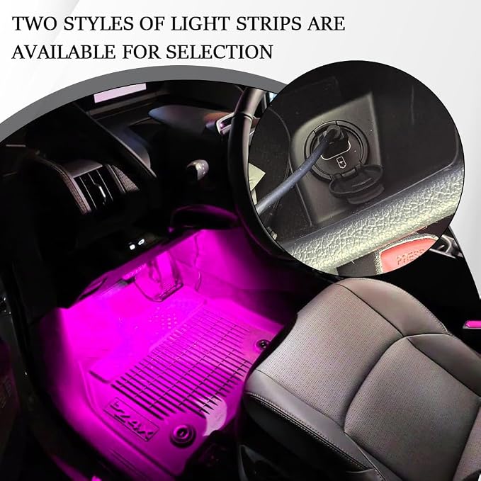 Car LED Strip Light, Car Interior Lights, 12V 24 LED Auto Under Dash Atmosphere Lights with USB Port, Auto Atmosphere Under Dash Lighting Kit for Vehicles (Pink Purple, USB)