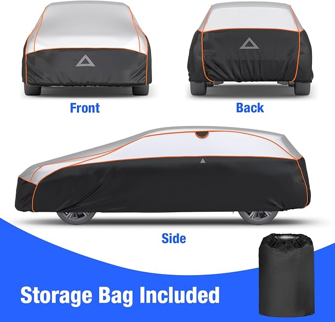 Favoto Hail Protector Car Cover Waterproof Hatchback Cover | Hail Snow Rain Protection Padded Outdoor Heavy Duty with Reflective Strips Full Exterior Cover Fits Hatchback up to 171"