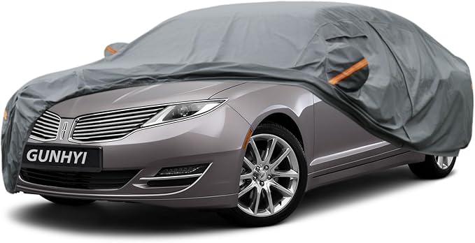 GUNHYI Premium Car Cover Custom Fit Lincoln MKZ, 16 Layers Heavy Duty Car Cover Waterproof All Weather with Zipper Door for Sun Rain Snow Dust Uv Protection