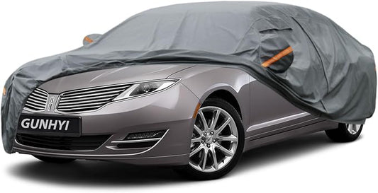 GUNHYI Premium Car Cover Custom Fit Lincoln MKZ, 16 Layers Heavy Duty Car Cover Waterproof All Weather with Zipper Door for Sun Rain Snow Dust Uv Protection