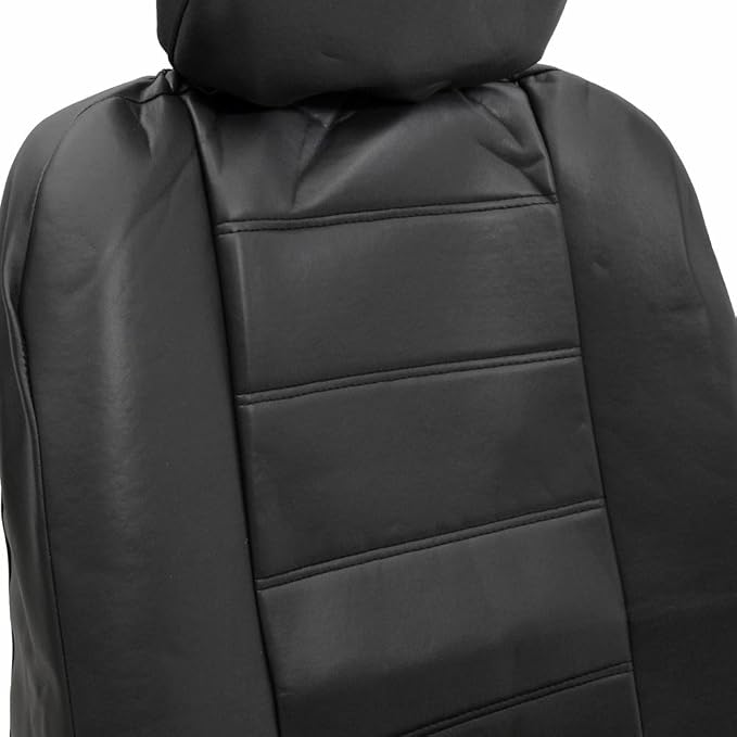 carXS Black Leather Car Seat Covers Front Seats Only, 4-Piece Faux Leather Seat Covers for Cars, Includes Front Seat Covers, Automotive Seat Covers for Trucks SUV