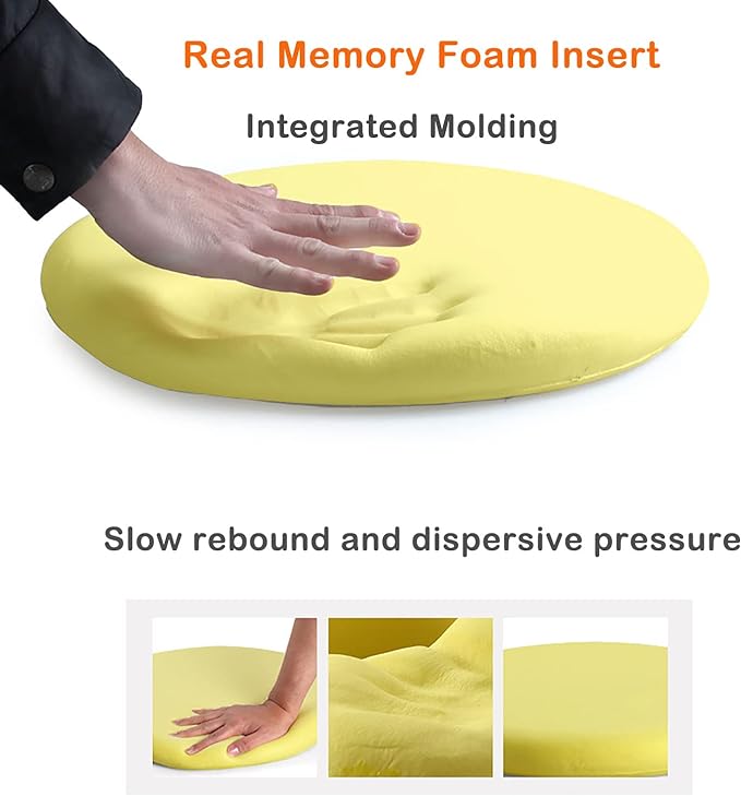 Sigmat Memory Foam Seat Cushion Anti-Slip Soft Round Chair Pad 18 Inch Navy Blue