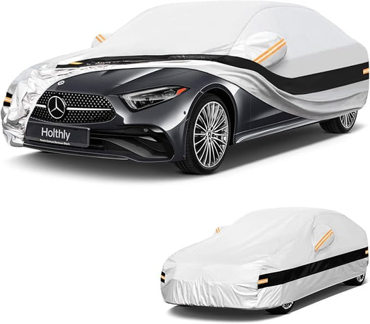 10 Layers Sedan Car Cover Custom Fit Mercedes-Benz CLS CLS500 CLS550 CLS450 CLS55 CLS63, AMG,Waterproof All Weather for Automobiles, Outdoor Full Cover Sun Rain Protection with Cotton.Silver