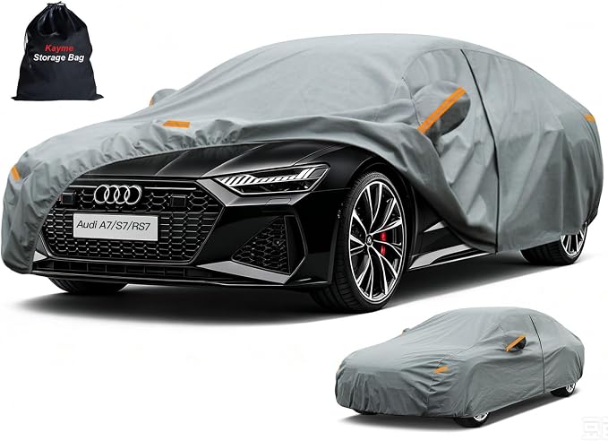 Kayme Heavy Duty Car Cover Custom Fit Audi A7 S7 RS7 (2009-2025), Waterproof All Weather for Automobiles, Full Exterior Covers Sun Rain UV Protection.