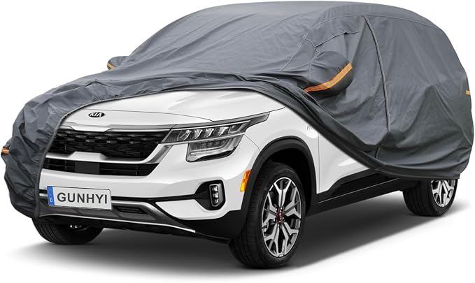 GUNHYI Premium Car Cover Custom Fit Kia Seltos, 16 Layers Heavy Duty Car Cover Waterproof All Weather with Zipper Door for Sun Rain Snow Dust Uv Protection