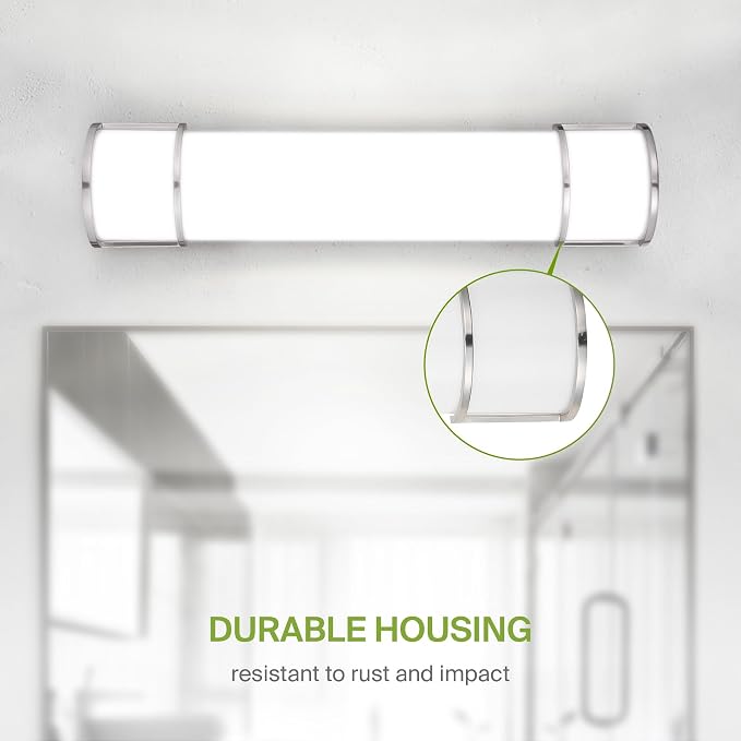 ASD LED 24" Vanity Flush Mount Light Fixture, Linear Bathroom Lighting Bar | 3CCT, Dimmable, ETL Listed | 25W 2600LM 3000-5000K 100-277V | Long Tube Bath Wall Sconce Over Mirror | Nickel, 4 Pack