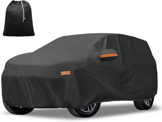 X AUTOHAUX Car Cover for Toyota Highlander 210D-PU Outdoor Full Car Cover All Weather with Door Zipper for Waterproof Windproof Sun Rain Snow Protection