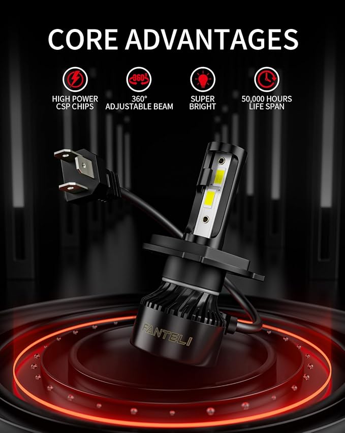 2x 𝖧𝟦/𝟫𝟢𝟢𝟥 Bulbs, 40000LM 900% Brighter 1:1 Size, No Adapter Required, 6500K Cool White IP68 Waterproof Off-Road Lights, Pack of 2
