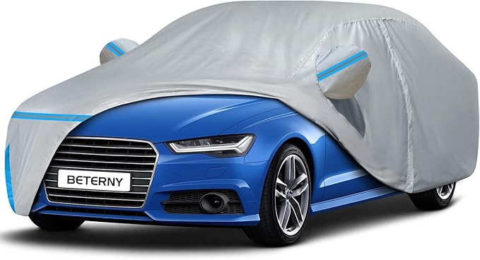 Car Covers for 2004-2026 Audi A6/S6, Waterproof Custom-fit All Weather Sun Rain UV Dust Snow Protection Outdoor A6 Full Car Cover with Door Zipper and Cotton Lining-Gray