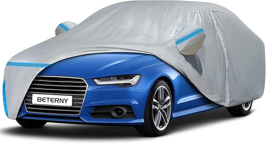 Car Covers for 2004-2026 Audi A6/S6, Waterproof Custom-fit All Weather Sun Rain UV Dust Snow Protection Outdoor A6 Full Car Cover with Door Zipper and Cotton Lining-Gray