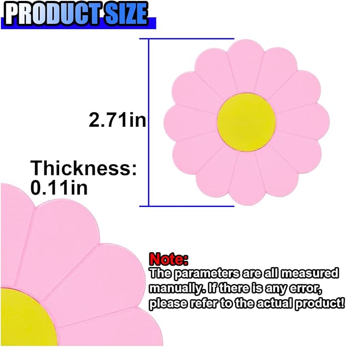 2PCS Car Cup Coaster, Flower Shaped Silicone Non-Slip Vehicle Drink Holder Insert Mat, Universal 2.75 Inch Waterproof Automotive Interior Decoration Beverage Pad Accessories (Pink)