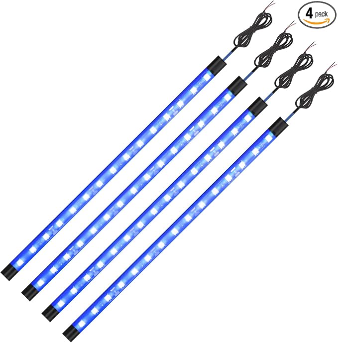 YM E-Bright Upgrade Blue Golf Cart Lights Car Underglow Led Strip Lights for Marine Boat Deck Motorcycles Kayak Interior Exterior 5050 Chipset 15SMD Waterproof IP67 DC 12V(Pack of 4)