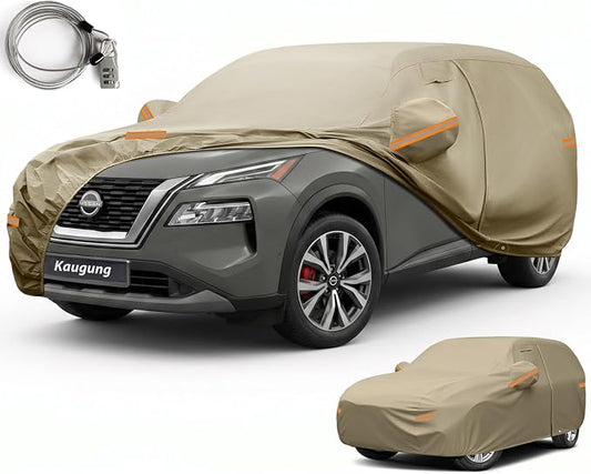 Kaugung Custom Fit Car Cover for Nissan Rogue (2008-2026), Heavy Duty All Weather Waterproof Outdoor SUV Cover, Sun Rain Snow UV Protection with Driver Door Zipper, Mirror Pockets & Air Vents