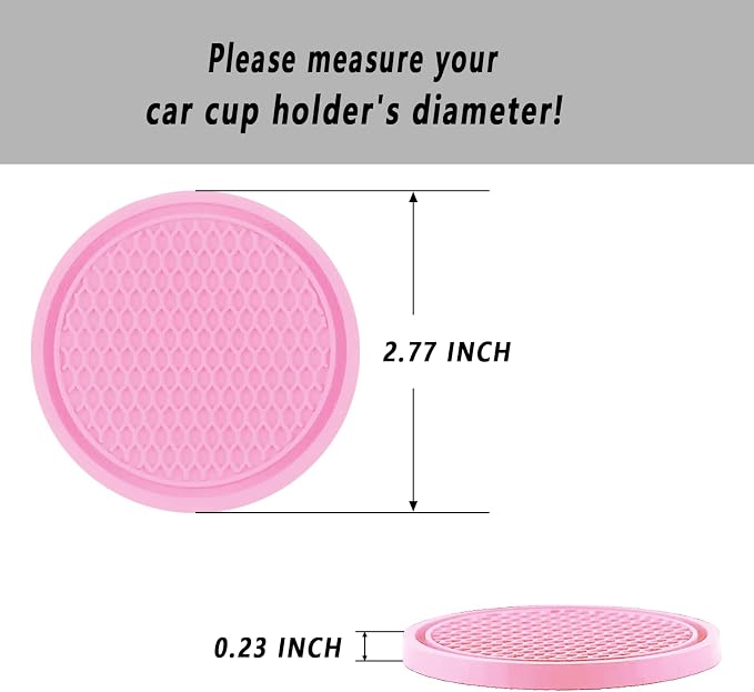 ZSDY Car Cup Coaster, 4PCS Universal Auto Non-Slip Cup Holder Embedded in Ornaments Silicone Coaster, Car Interior Accessories Sets, Pink