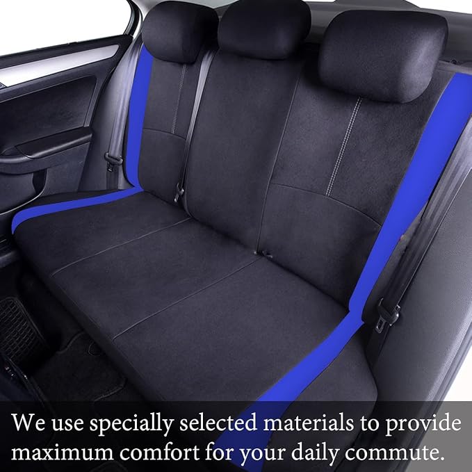 AICEL 9 Piece Car Seat Covers Full Set Mesh Fabric Auto Seat Protectors Blue