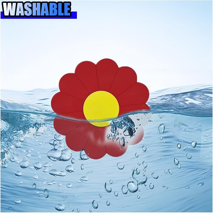 2PCS Car Cup Coaster, Flower Shaped Silicone Non-Slip Vehicle Drink Holder Insert Mat, Universal 2.75 Inch Waterproof Automotive Interior Decoration Beverage Pad Accessories (Red)