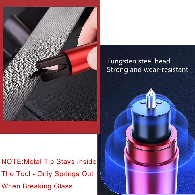 HHXS Car Glass Breaker and Seatbelt Cutter 4 Pack,Car Window Breaker Tool, Car Safety Hammer Escape Hammer with Tempered Glass Sample Universal Safe Hammer Emergency Hammer for Car(Red)