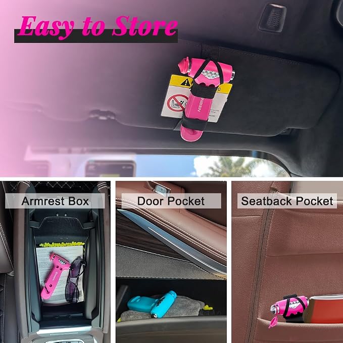 SINSEN Car Safety Hammer, Automotive Window Breaker and Seatbelt Cutter for Women, Roadside Emergency Kit, 3 in 1 Escape Tools, Road Trip Essential and Must Haves (2, Blue)