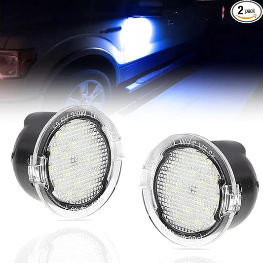 LED Side Mirror Puddle Lights for Fo-rd F150 Explorer Edge Expedition Flex Fusion Taurus X, 6000K Mirror LED Lamps F150 Accessories, 2 PCS (Blue)