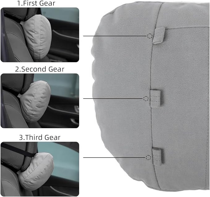 2 Pcs Car Headrest Neck Pillow for Driving,Universal Premium Suede Leather Soft and Comfortable Headrest,Three Gears of Height Adjustment Car Seat Headrest Pillow Car Interior Accessories