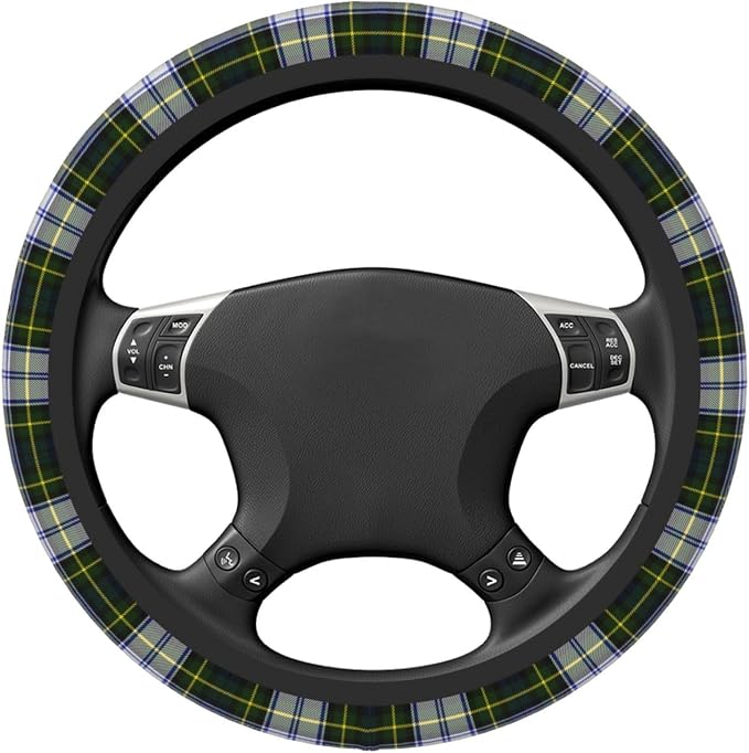 Thickened Elastic Steering Wheel Cover, Gordon Dress Tartan Plaid Ultra, Soft, Breathable, Fit for Cars, SUVs, Trucks, Stylish Comfortable Grip