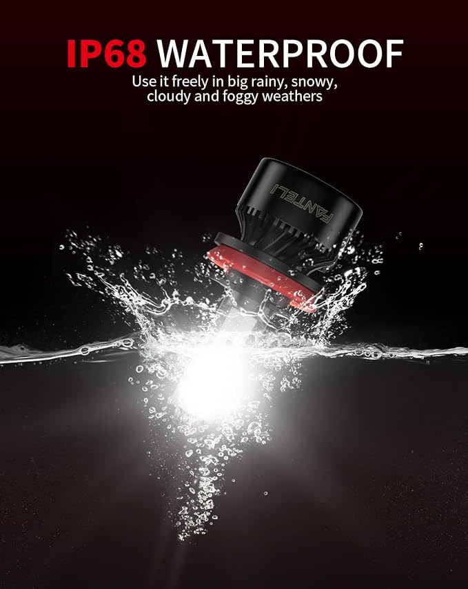 𝖧𝟣𝟣/𝖧𝟫/𝖧𝟪 Bulbs, 6500K Cool White 40000LM 900% Brightness, Backup 1:1 Size Plug and Play IP68 Waterproof Interior Off-Road Lights, Pack of 2