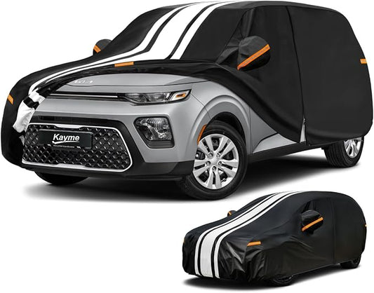 Kayme Heavy Duty Car Cover Custom Fit for Kia Soul (2009-2025) Waterproof All Weather for Automobiles, Outdoor Full Exterior Cover with Tape and Towel, Rain Snow Sun UV Protection.
