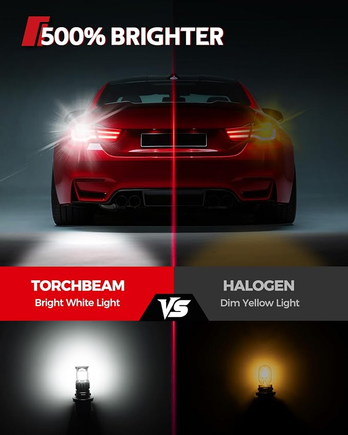 Torchbeam 921 led Bulb Reverse Lights 500% Brighter 912 T15 LED White CAN-BUS for 922 906 W16W 912 921 Bulbs Replacement Reverse Light Bulb Backup Brake Lights for Car Trunk, Super Bright, Pack of 2