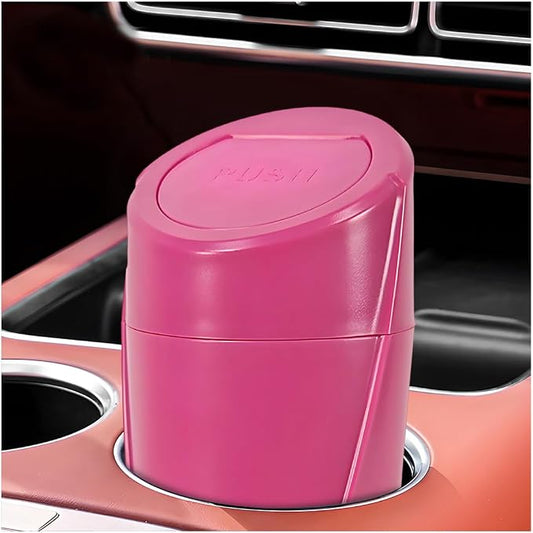 Wevdn Car Trash Can Bin with Lid, Mini Leakproof Vehicle Side Door Cup Holder Trash Can with Lid, Multipurpose Organizer Portable Garbage Bin for Cup Holder Car Home Office (Rose Red)