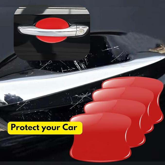 Door Handle Cup Protector 4-Pack Red Made with 3M