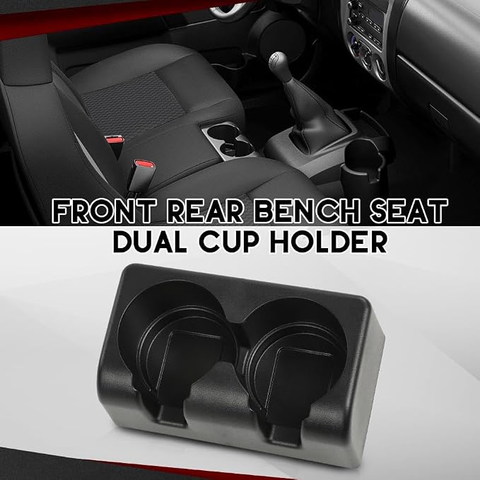 CROSSDESIGN Front Rear Bench Seat Dual Cup Holder Center Console Insert | Compatible with Chevy Colorado/GMC Canyon 2004-2012 19256630 89039574 89039575 19121876